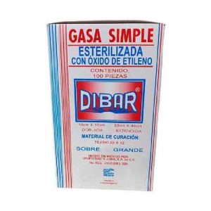 Gasa esterilizada simple 10x10 cm, Tejido 20x12 8 cap